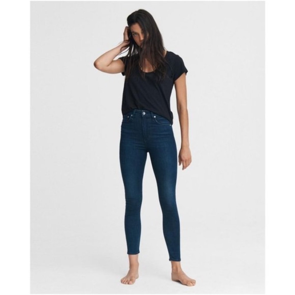 Rag & Bone Nina High-Rise Ankle Skinny Jeans Raw Hem 29